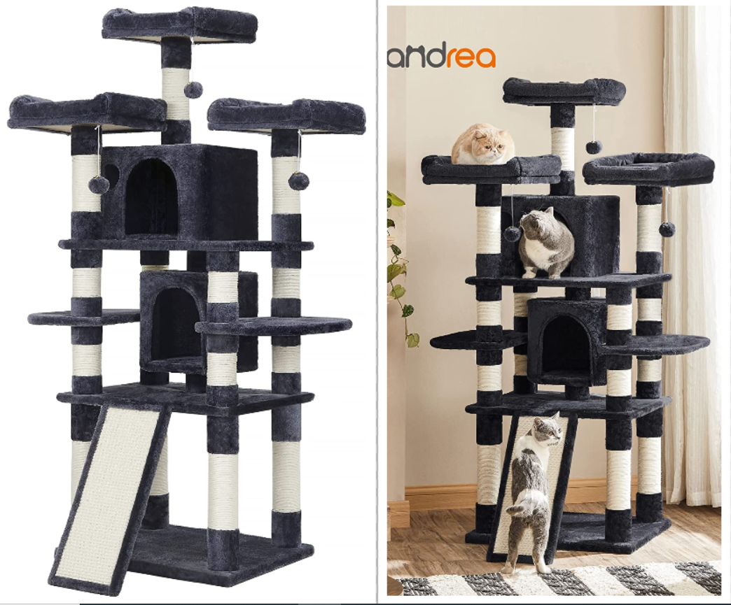 FEANDREA 67-Inch Multi-Level Cat Tree for multiple cats